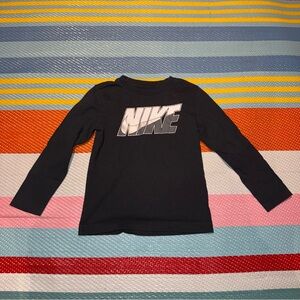Nike Black Logo Long Sleeve Tee Shirt Kids Boys Size 6